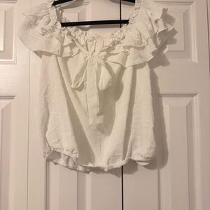 Never Worn White Ruffle Blouse